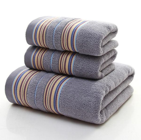 Asciugamano di lusso di colore scuro più spesso Set 3 pezzi / lotto 1 bagno 2 asciugamani per il viso assorbimento del cotone uomo bagno / doccia da campeggio