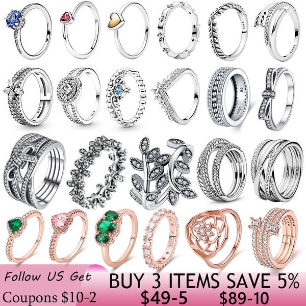 925 Mulheres prateadas FIT PANDORA RING ORIGINAL COROW CORONE RINGS SLUGKLING RING SLUGOR ELIME