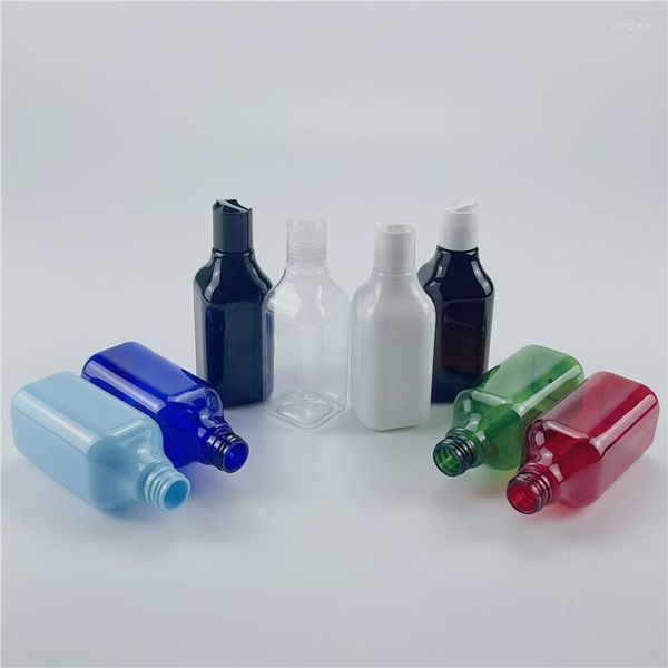 Aufbewahrungsflaschen, mehrfarbig, 200 ml x 25 quadratische Plastikflaschen mit Scheibendeckel, Duschgel, Lotion, Verpackung, leerer Kosmetikbehälter