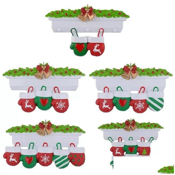 Decorazioni natalizie Ornamenti all'ingrosso Ornamento in resina Calzini pendenti creativi Decorazioni per alberi regalo per maschera Pupazzo di neve Famiglia di Babbo Natale Dhnja