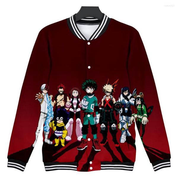 Felpe con cappuccio da uomo stampa 3D Boku No Hero Academia uniforme da baseball da uomo giacca slim in poliestere moda Casual Harajuku Streetwear