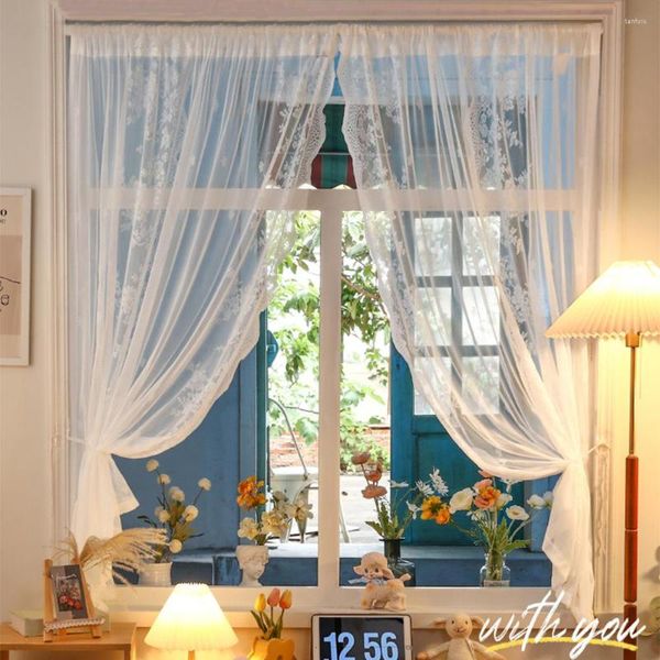 Занавес янянгтиан французский роскошный белый прозрачный тюль -вуаль носит стержневые мягкие окна для беседки современные шторы гостиной