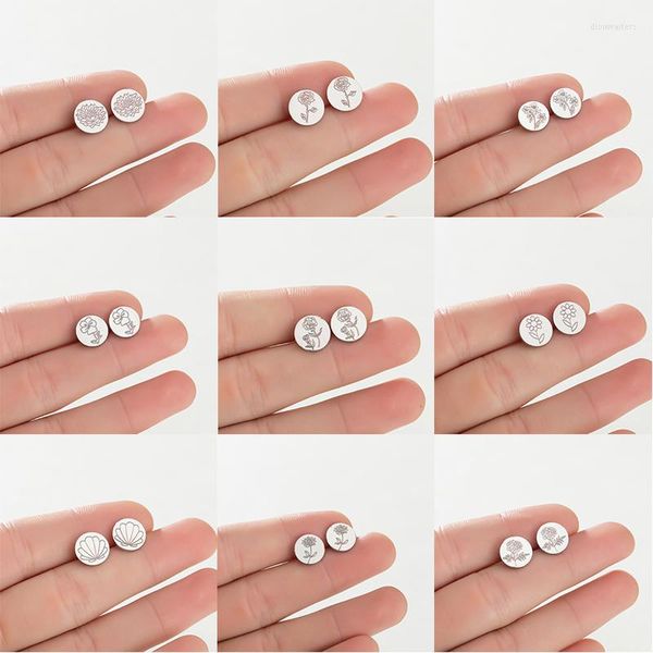 Ohrstecker Koreanische Blumenförmige Spitze Edelstahl Für Frauen Kleine Runde Metall Mädchen Geschenk Trendige Accessoires