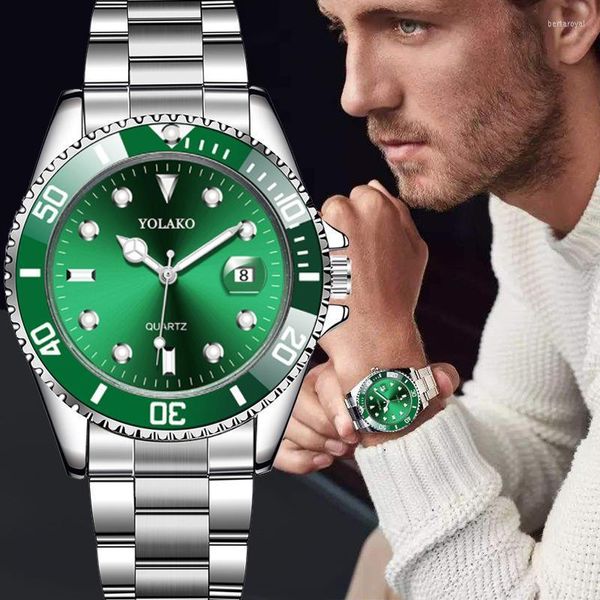 Orologi da polso Orologio da uomo Luxury Business Men Impermeabile Data Quadrante verde Orologi Moda Uomo Orologio da polso Relogio MasculinoOrologi da polso B