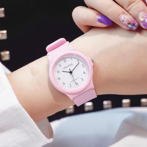 Relógios de pulso Ulzzang Classic Black White Children Silicone Watches Simple