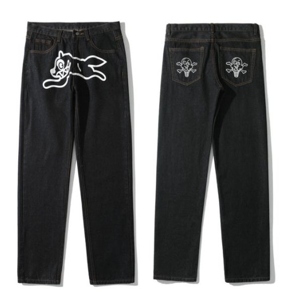 Jeans da uomo High Street da uomo Flying Dog stampa pantaloni di jeans casual larghi dritti pantaloni lavati Vintage Harajuku Hip Hop streetwear uomo PROFONDO