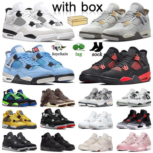 4 Black Cat 4S Basketball Shoes Mens Womens Seafoam Militar Blackcat Sail Breed University Red Thunder Thunder Pure Money Branco Sneakers Treinadores