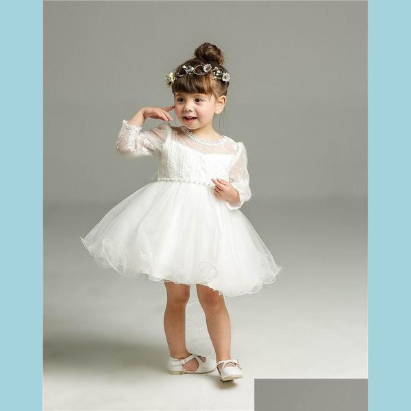 Mädchen Kleider Neue Baby Mädchen Taufkleid Säuglingsmädchen Prinzessin Spitze Langarm Taufkleid Kleinkind Kleidung 8515 Drop Delive Dhvbm