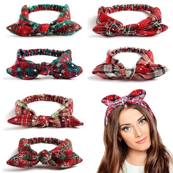 Decorações de Natal 1pc Snowflake Grid Hair Bands Girls Acessórios femininos Elastic racha de 2023 anos Navidad Dresschristmas