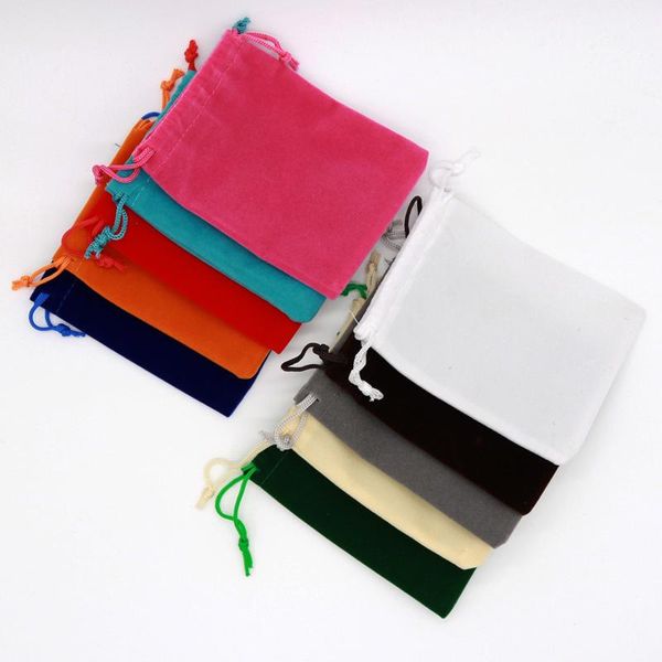 Hediye sargısı 50/10 adet Coloful Velvet Pouches Mücevher Ambalaj Ekran Drawstring Paketleme Çantaları Düğün Partisi Bagsgift