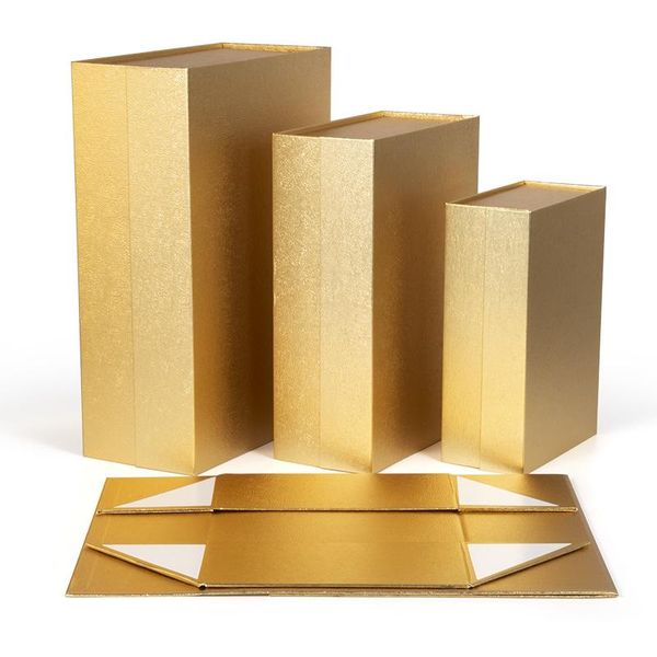 4 Größen Deluxe Gold Große faltbare harte Geschenkbox mit Magnetverschluss Deckel Geschenkboxen Kinderschuhe Aufbewahrungsbox Großhandel LX04546