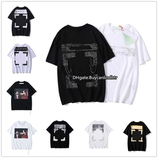 Camisetas masculinas Offs offs white nova marca de moda de rua estrela com camiseta de manga curta carta impressa x a impressão traseira ric2