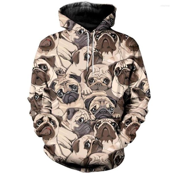 Erkek Hoodies Liumaohua 2023 Moda Erkek 3d Baskılı Hayvan Karikatür Pug Hoodie Harajuku Sokak Güzergahı Sudadera Hombre