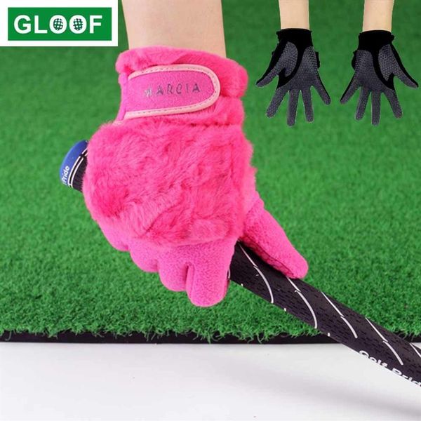 1pair Women Winter Golf Gloves против скольжения искусственное тепло мех кролика подходит для левой и правой руки 201021202x