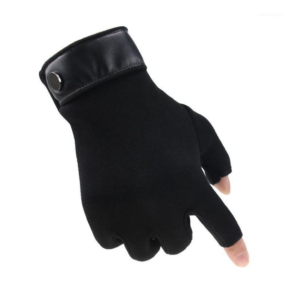 Cinco dedos luvas de inverno Mented 2 Exposto Mantenha o toque quente Guantas finas à prova de vento, acionando anti -Slip Outdoor Fishing Masculino