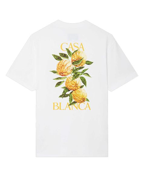 Casablanca 23SS New Designer Clássico Fashion Cotton T shirt Walnut Flower Estilo Siciliano Homens e Mulheres Amantes Havaiano T-shirt de manga curta