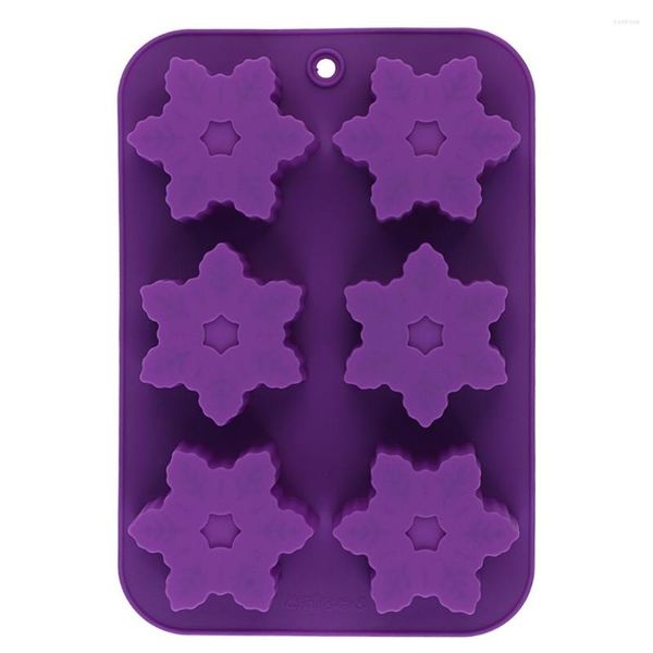 Moldes de cozimento Bolo de silicone molde de mão Diy Soop Snowflake Series de Natal 6 Flower Bread Mold for Tools