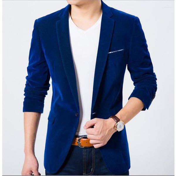 Herrenanzüge Herren Business Casual Cord Königsblau Slim Fit Blazer Jacke Herren Hochzeitsanzug Blazer Masculino Trajes Hombre 3 Farbe