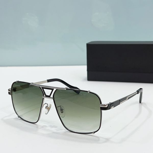 9099 occhiali da sole pilota quadrati vintage per uomini in metallo argento gradiente verde stile da sole occhiali da sole occhiali da sunnies uv400 occhiali con scatola