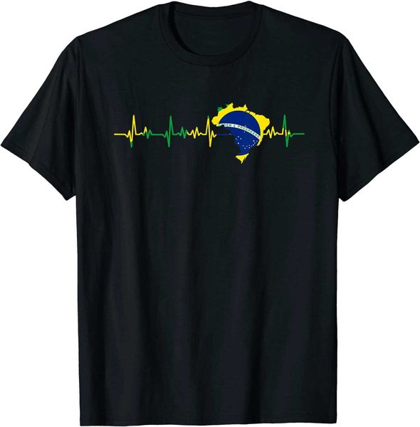 T-shirt da uomo Bandiera del Brasile Battito cardiaco Brasil T-shirt da uomo 100% COTONE O-Collo Abbigliamento uomo G230303