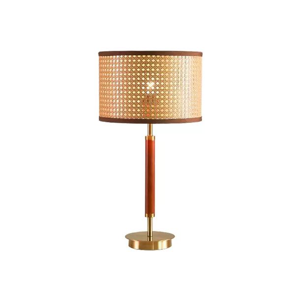 Tischlampe im japanischen Stil, luxuriöse, kreative, einzigartige Tischleuchte mit Rattanschirm, 30 cm Breite, 58 cm Höhe, für Hotel, Zuhause, Wohnzimmer, Schlafzimmer, Nachttisch, Esszimmer, Arbeitszimmer, Dekoration