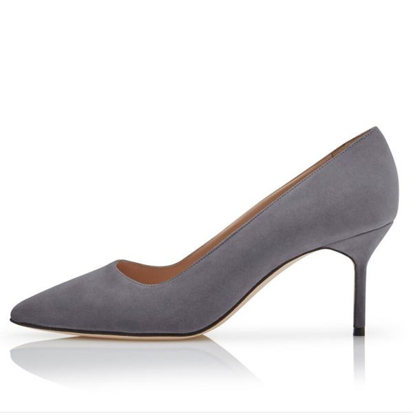 Fashion Perfect Donna Sandali Décolleté BB Grigio Cioccolato Pelle scamosciata Punta a punta 70 mm Décolleté Italia Lady Bocca poco profonda Designer Trendy Banchetto Sandalo Tacchi alti Box EU 35-43