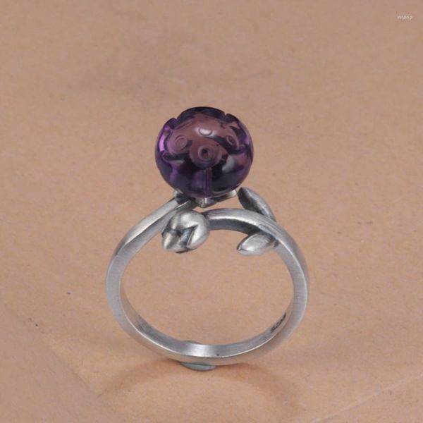 Cluster Rings Silver 925 Настоящее женское кольцо 2023 Тенденция Amethyst Lotus Pod Fashion Simple Nice Inexte Diewelry для девочек для девочек