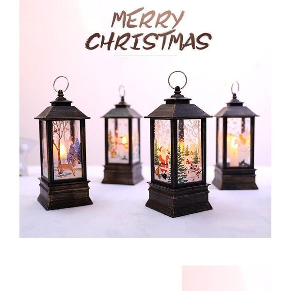 Decorazioni natalizie Led Piccola lampada a olio Luce portatile Negozio Mall Finestra Bar Ristorante Lampade a fiamma interna Forniture per la decorazione Dro Dhgvq