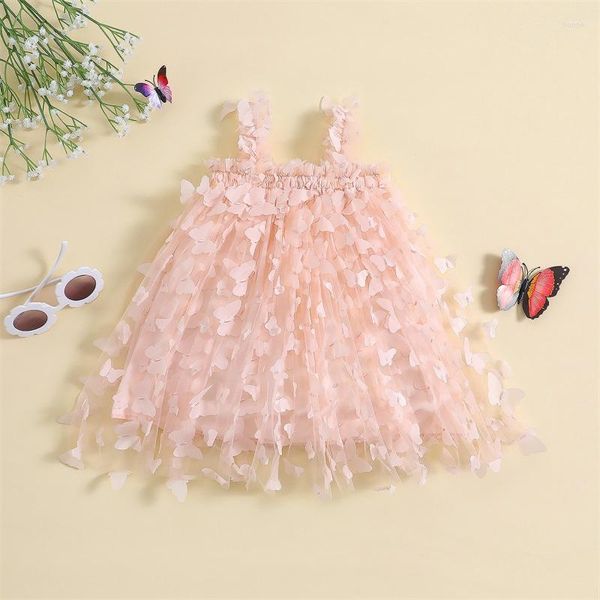 Mädchen Kleider Kleinkind Kinder Baby Mädchen Kleid 3D Schmetterling Einfarbig Ärmel Schlinge Sommer Süße Casual Prinzessin 6 M-4 T