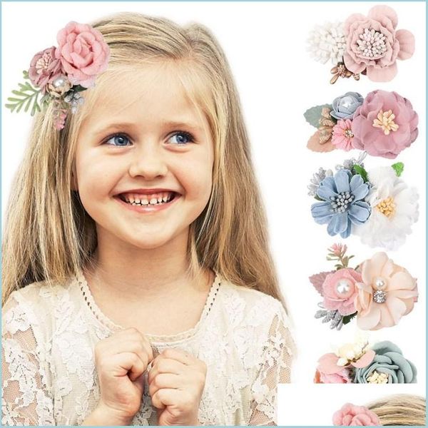 Accessori per capelli Fiore in chiffon Baby Clip per ragazze Principessa Sweet Pins Toddlers Copricapo Sposa Pography Drop Delivery Bambini Maternit Dhi54