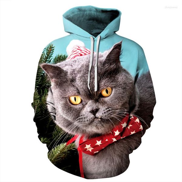 Erkek Hoodies Soshirl Çift Noel Hipster Sevimli Hayvan Sweatshirt Hip Hop Sokak Giyim Komik Hoody Unisex Kış Kırış