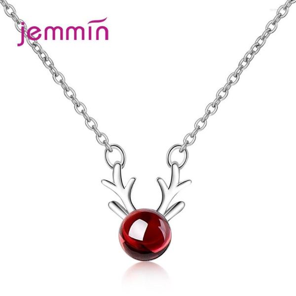 Collane con ciondolo Collana con corna di moda Collana semplice in argento sterling 925 Gioielli per appuntamenti da donna Regalo romantico Colore rosso