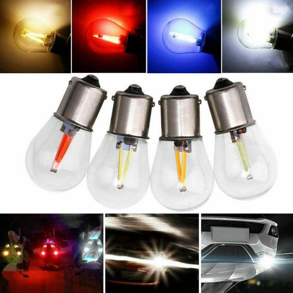 2pcs 2W Super Bright 1156 Led Filament Chip Car Light S25 Auto Vehicle Reverse Turning Instruct Bulb Colorful