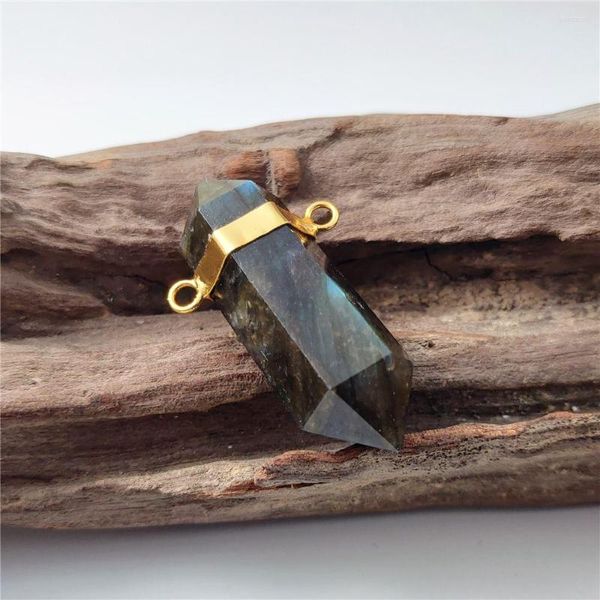 Подвесные ожерелья Fuwo Natural Labradorite с двойной точки