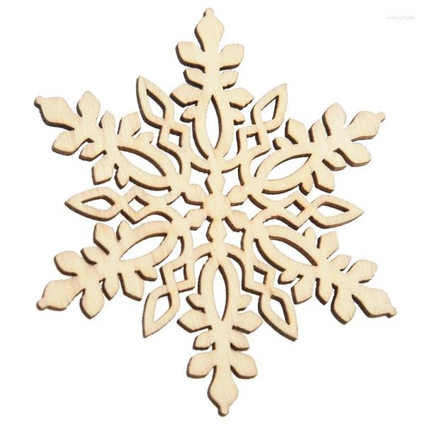 Weihnachtsdekorationen 10 Stcs scharfe hexagonale Holz Schneeflocke Ornament Tree Dekor W. Schnur