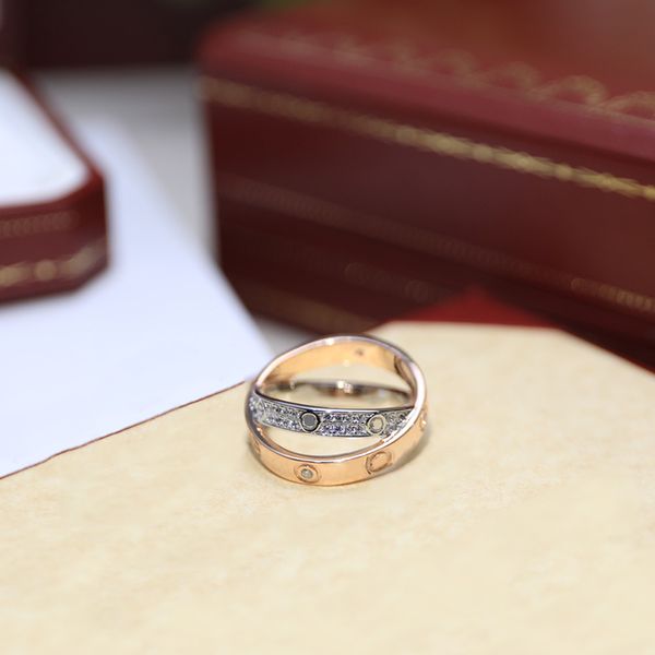 Anéis de designer de luxo Anéis femininos Anéis masculinos Jóias da moda Estilo clássico Anéis cruzados com diamantes Aniversário de noivado Aplicável