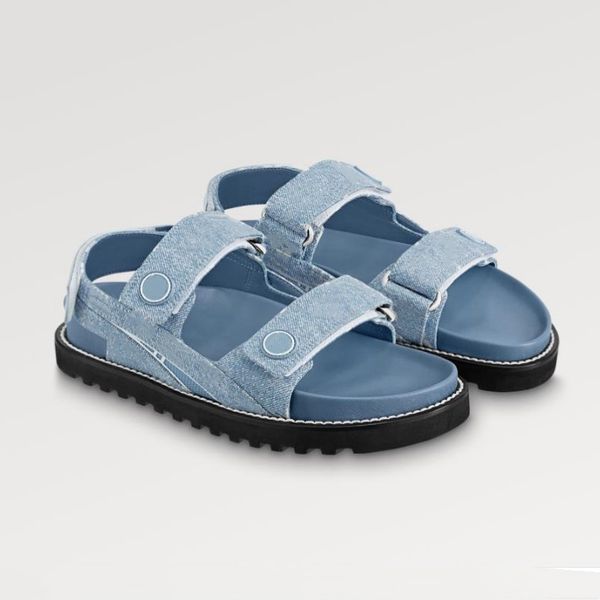 Kadınlar Paseo Flat Comfort Sandalet Tasarımcı Tuval Slaytlar Siyah Mavi