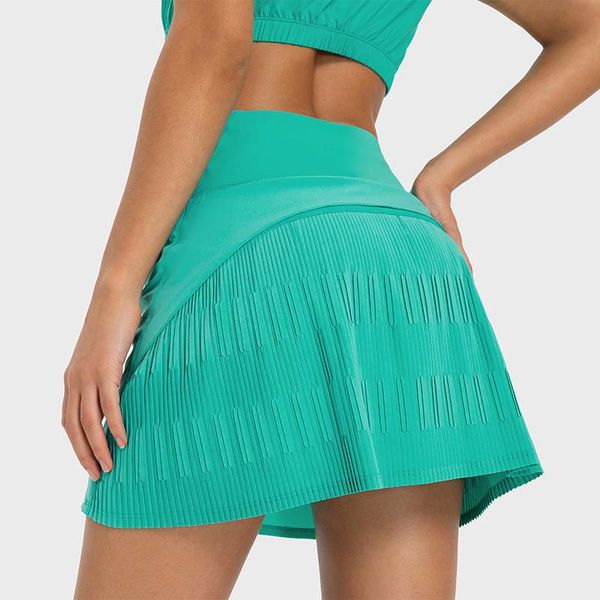 Lu lu Lemons hohe Taille lauft Sommer Falten Großhandel auf Stock Fashion Casual Kleid Frauen Yoga Tennis Sportbekleidung Minirirt Sportrock