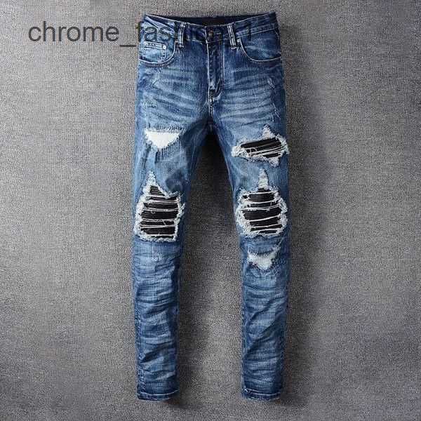 Amirs Casual Streetwear Black Slim Fit Jeans Men Men Awumn Masculina Letter Pants Trendy Dance Club Skinny S Toursers Koko 4 HO97