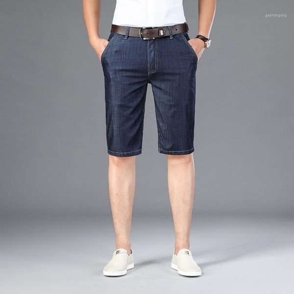 Jeans masculinos 2023-Deslizado de verão modal de verão plus size shorts jeans de cinco pontos