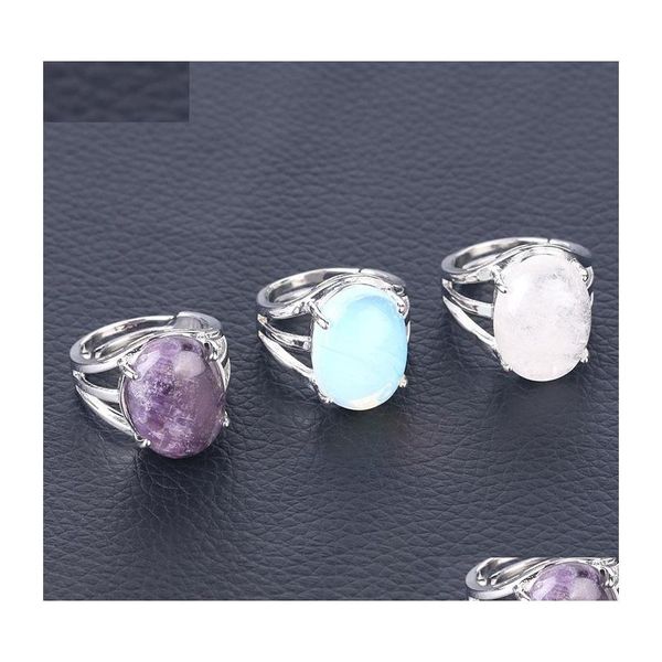 Ringas de cluster colorf chakra cristal stone women anel dedo anel natural amethysts lapis rosa quartzo de festa ajustável jóias de casamento dhpxi