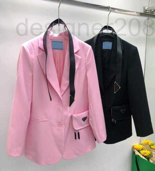 Женские куртки дизайнерские женщины весенняя осенняя длинная куртка с ремнями модные буквы Знаки Священники Стремива Coats Casual Streetwear Черно розовая i3jo