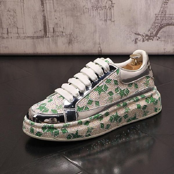 Neue Designer Keil Schuhe Plattform Höhe Zunehmende Sportschuhe Mode Strass Sneaker Für Männer D2A33