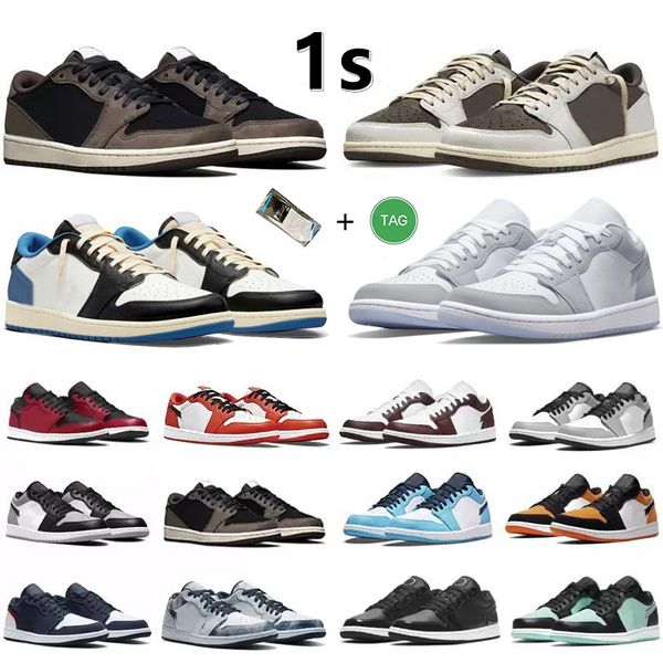 Jumpman 1 1s Scarpe da basket basse Sneaker Reverse Mocha Fragment Dark Mocha White Camo Wolf Grey Paint Drip Bred Panda Diamond Trainers Sneakers sportive 36-47