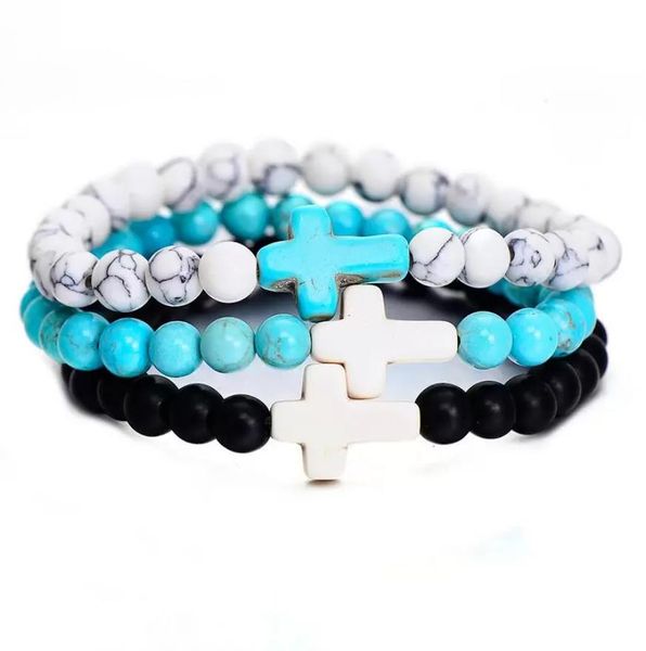 Charm Armbänder Handgemachte Boho Schmuck Kreuz Trendy Stil Elastisches Seil Natürliche Perlen Armband Für Frauen Geburtstagsgeschenk Großhandel Drop Dhmve