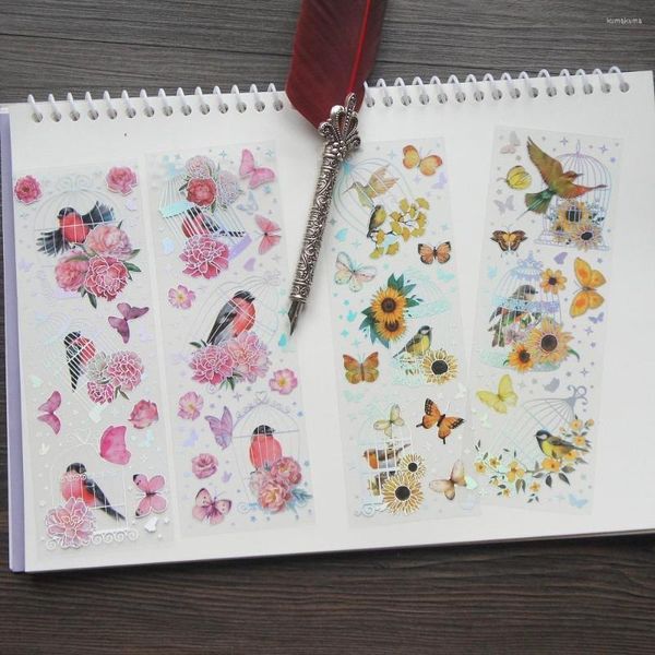 Confezione regalo 2 fogli MIX Silver Birdcage Grow Butterfly And Flower Style PVC Sticker Scrapbooking DIY Label Decoration Tag