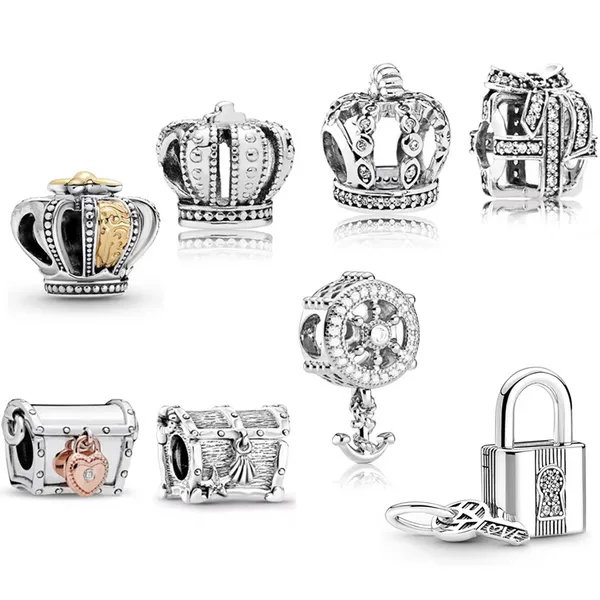 Pandora S925 Sterling Silver Empire Crown Treasure Box Charm è adatto per bracciale gioielli di moda fai da te