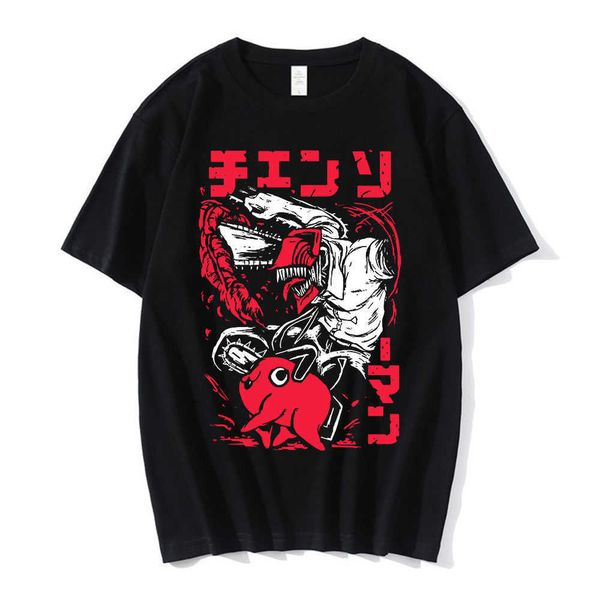 Мужские футболки Смешное мультфильм лето японское аниме бензопилочное мужчина женские футболки манга графический принт y2k questunisex Короткие рубашки Топ G230303