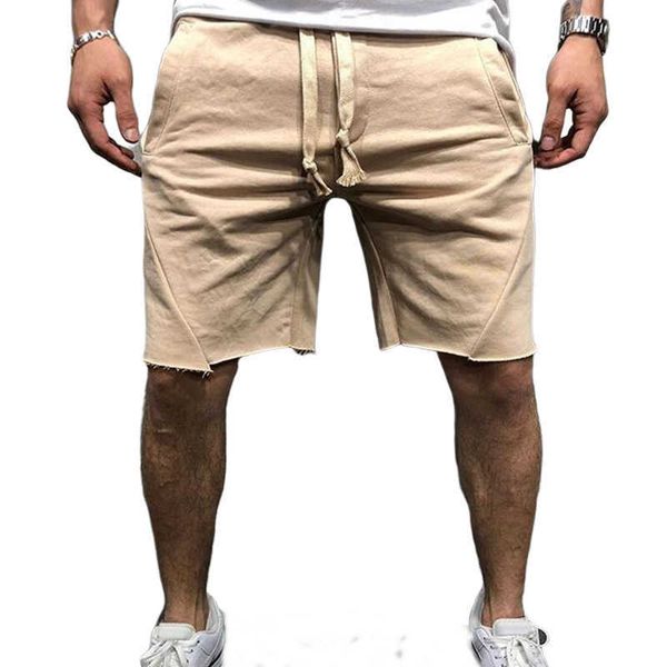 Shorts masculinos de verão masculino short casual sworts spandex homens exercícios no joelho de amarração de arremetos de molhos de fitness homme curto homme g230303