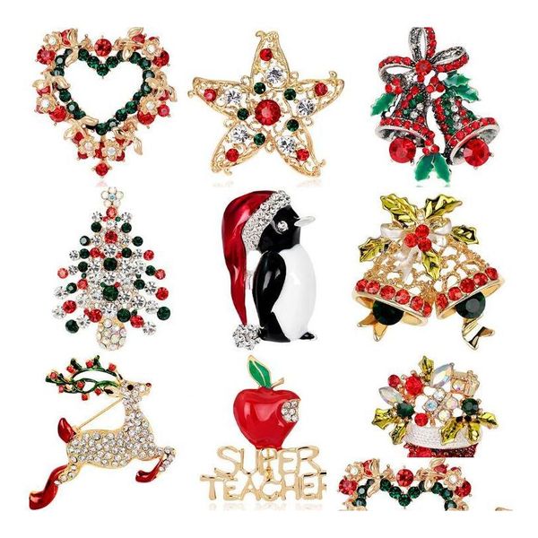 Favor de festa por atacado Colorf Crystal Rhinestone Árvore de Natal Pin Broche Gifts Jóias Apparar broches Drop Datch Home DHNJD